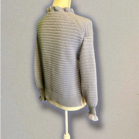Madewell ‘Ruffle Neck Pullover Sweater’ in Cotton Merino Wool in Dusk Periwinkle - Picture 12 of 16